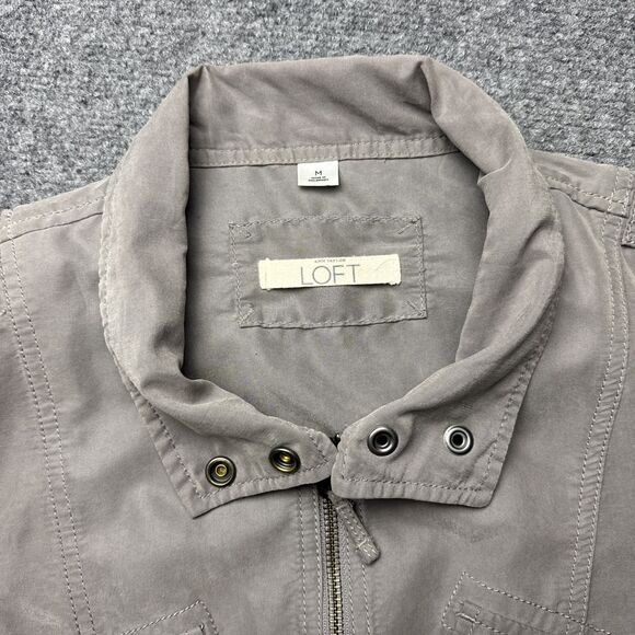 Ann Taylor LOFT Gray Short Roll Sleeve Utility Full Zip Jacket Size Medium - Picture 4 of 7